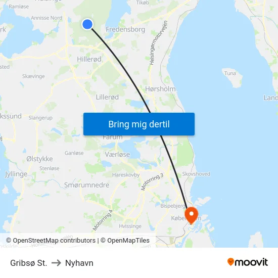Gribsø St. to Nyhavn map