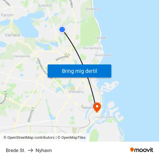 Brede St. to Nyhavn map