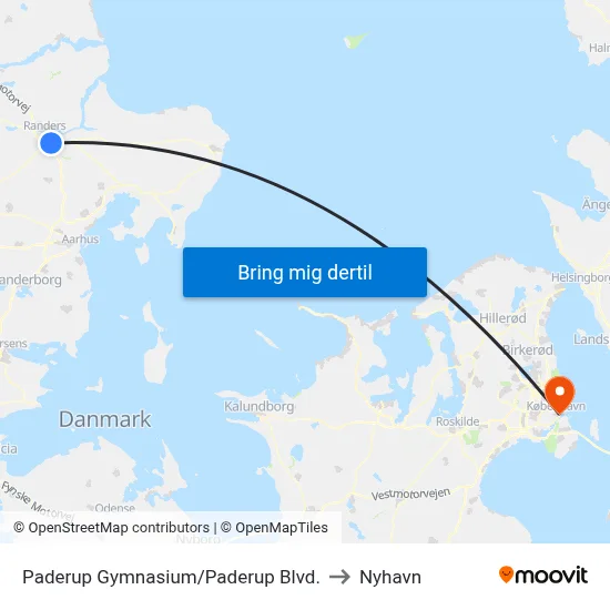 Paderup Gymnasium/Paderup Blvd. to Nyhavn map