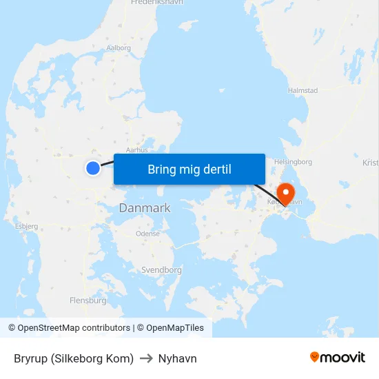 Bryrup (Silkeborg Kom) to Nyhavn map