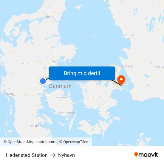 Hedensted Station to Nyhavn map