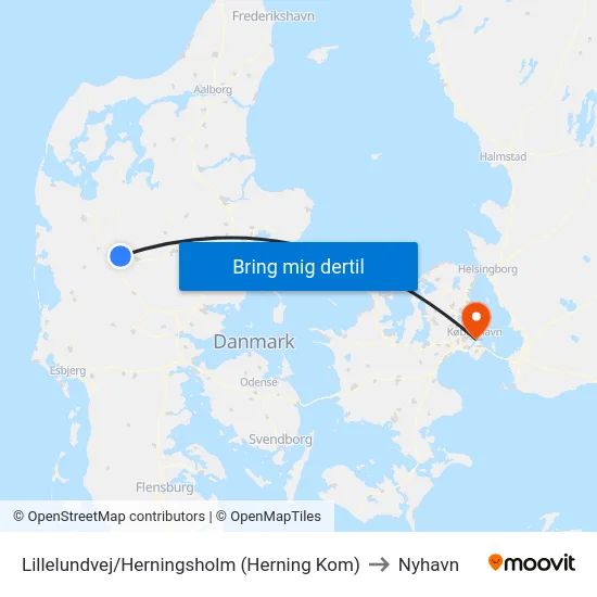 Lillelundvej/Herningsholm (Herning Kom) to Nyhavn map
