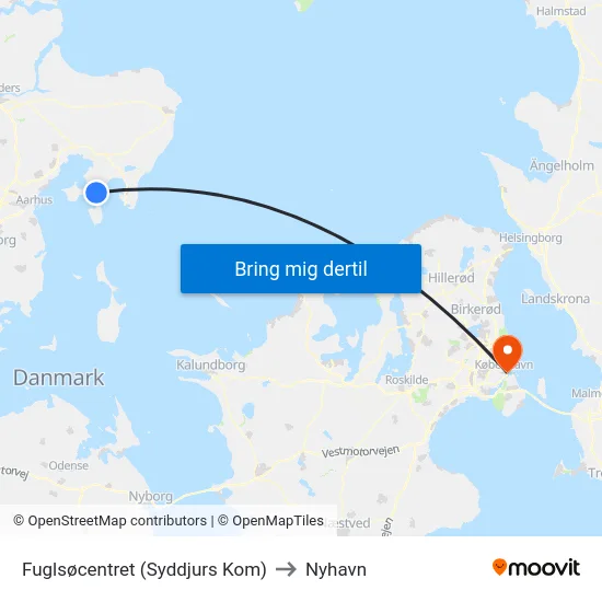 Fuglsøcentret (Syddjurs Kom) to Nyhavn map