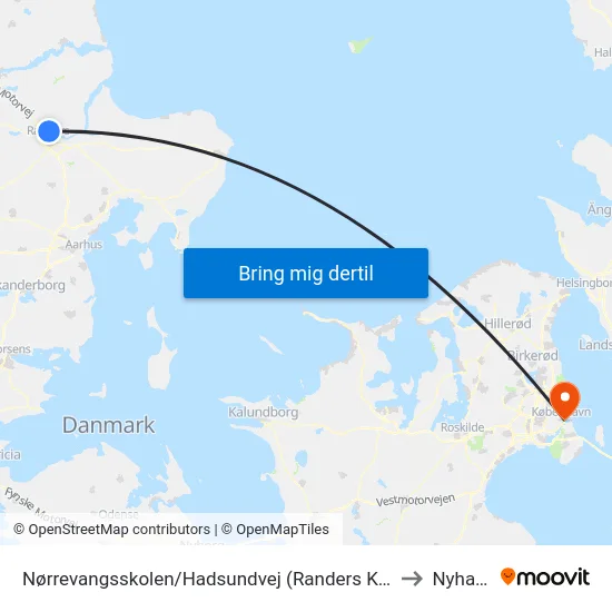 Nørrevangsskolen/Hadsundvej (Randers Kom) to Nyhavn map