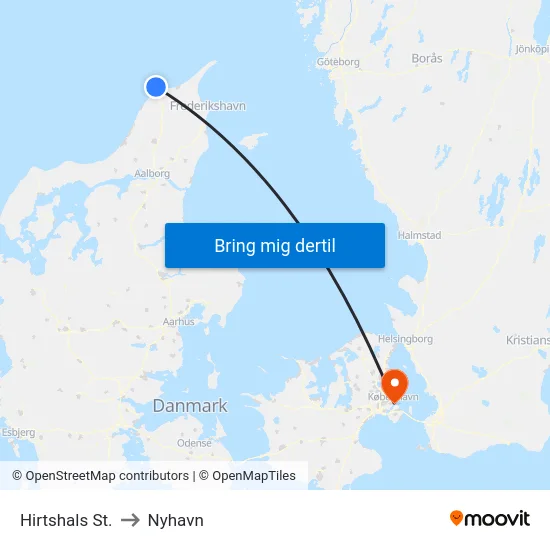 Hirtshals St. to Nyhavn map