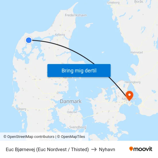 Euc Bjørnevej (Euc Nordvest / Thisted) to Nyhavn map