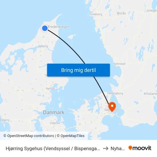 Hjørring Sygehus (Vendsyssel / Bispensgade) to Nyhavn map