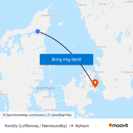 Kvickly (Loftbrovej / Nørresundby) to Nyhavn map