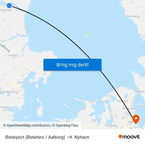 Østerport (Østerbro / Aalborg) to Nyhavn map