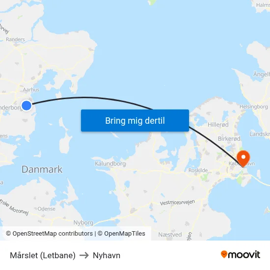 Mårslet (Letbane) to Nyhavn map
