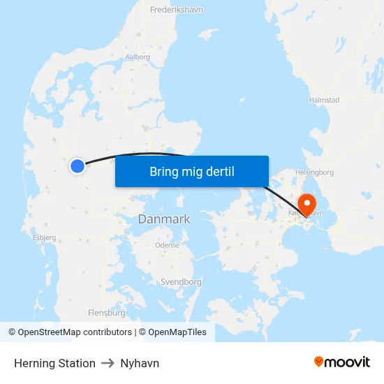 Herning Station to Nyhavn map