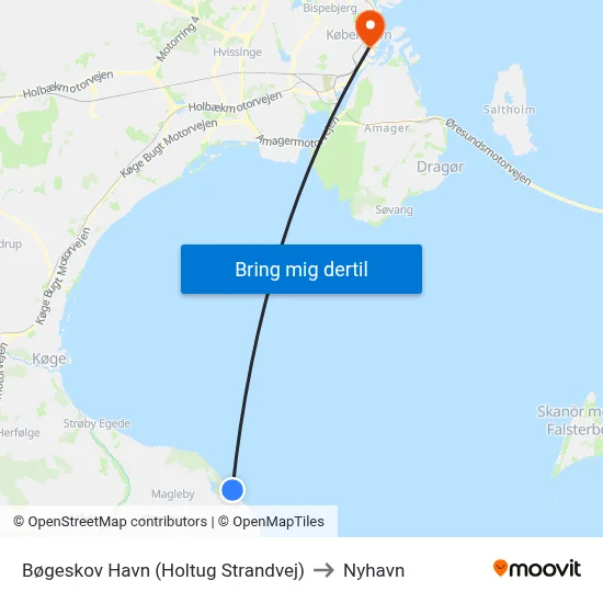 Bøgeskov Havn (Holtug Strandvej) to Nyhavn map