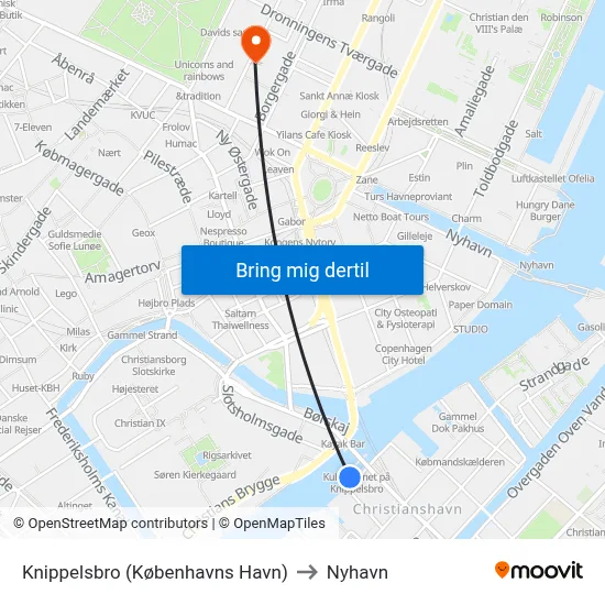 Knippelsbro (Københavns Havn) to Nyhavn map