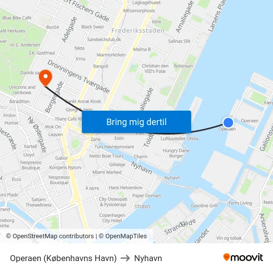 Operaen (Københavns Havn) to Nyhavn map