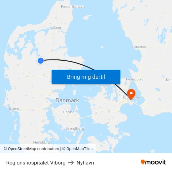 Regionshospitalet Viborg to Nyhavn map