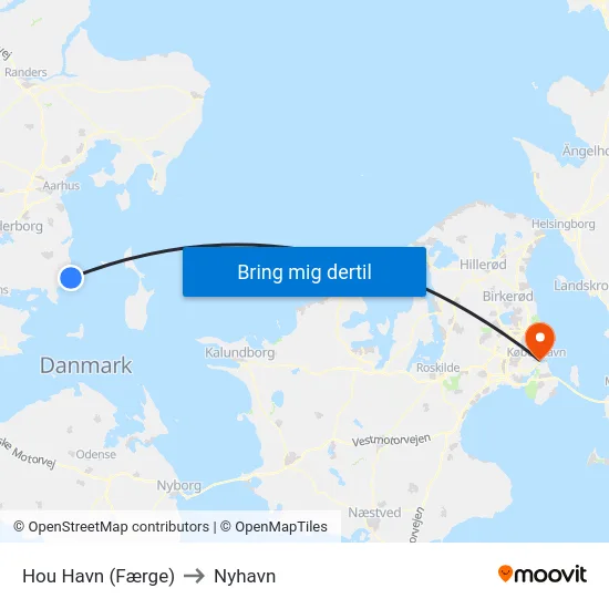 Hou Havn (Færge) to Nyhavn map