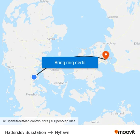 Haderslev Busstation to Nyhavn map