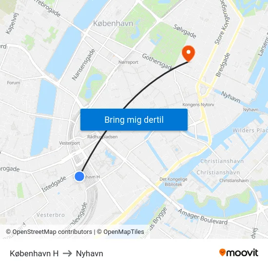 København H to Nyhavn map