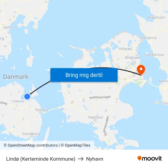 Lindø (Kerteminde Kommune) to Nyhavn map