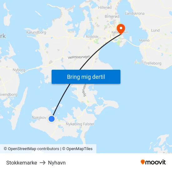 Stokkemarke to Nyhavn map