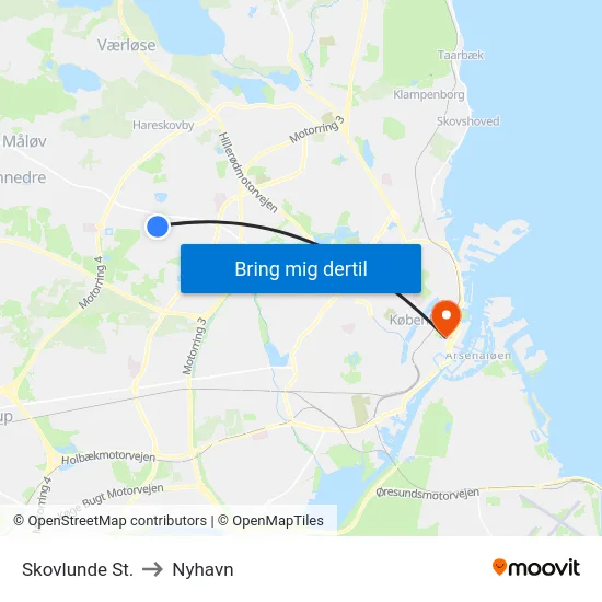 Skovlunde St. to Nyhavn map