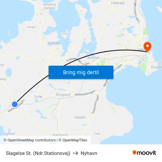 Slagelse St. (Ndr.Stationsvej) to Nyhavn map