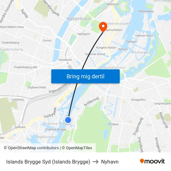 Islands Brygge Syd (Islands Brygge) to Nyhavn map