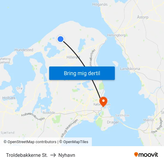 Troldebakkerne St. to Nyhavn map