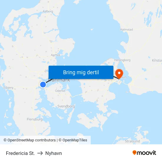 Fredericia St. to Nyhavn map