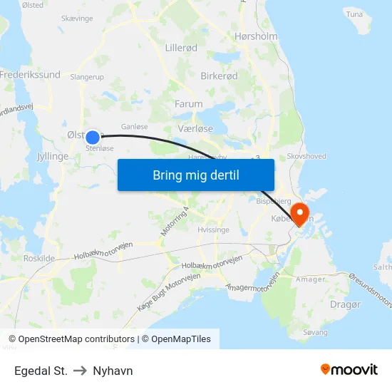 Egedal St. to Nyhavn map