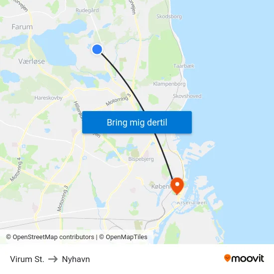 Virum St. to Nyhavn map