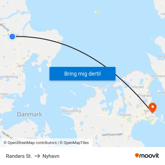Randers St. to Nyhavn map