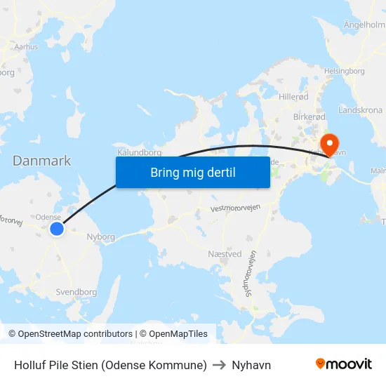 Holluf Pile Stien (Odense Kommune) to Nyhavn map