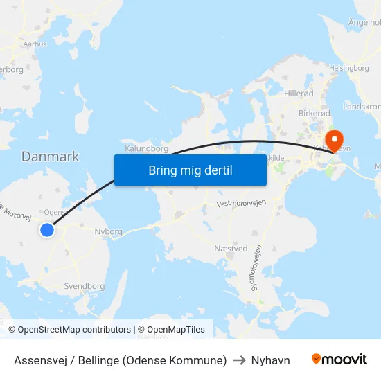 Assensvej / Bellinge (Odense Kommune) to Nyhavn map