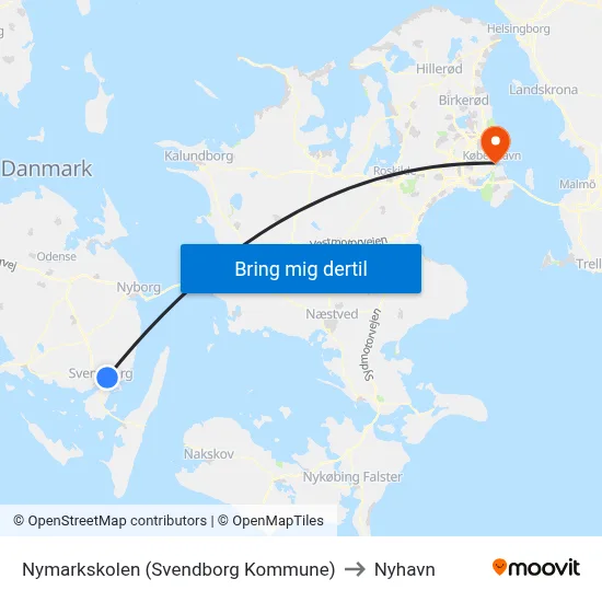 Nymarkskolen (Svendborg Kommune) to Nyhavn map