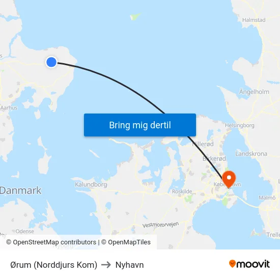 Ørum (Norddjurs Kom) to Nyhavn map