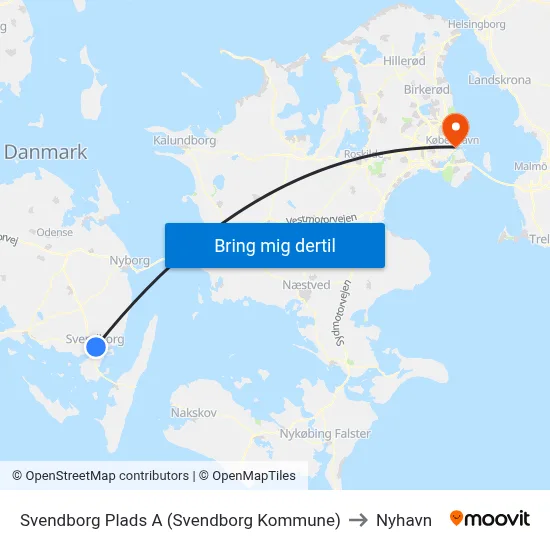 Svendborg Plads A (Svendborg Kommune) to Nyhavn map