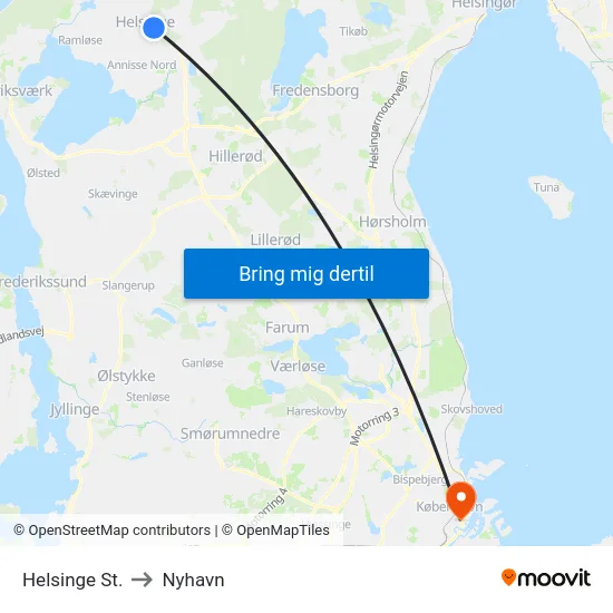Helsinge St. to Nyhavn map