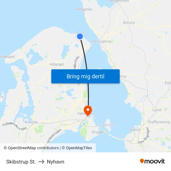 Skibstrup St. to Nyhavn map