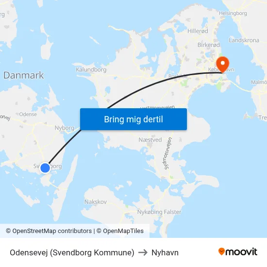 Odensevej (Svendborg Kommune) to Nyhavn map