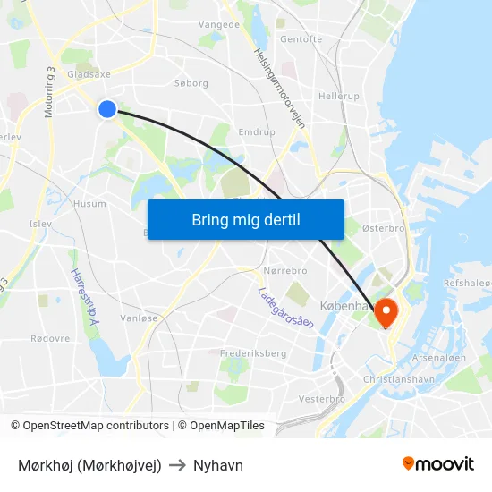 Mørkhøj (Mørkhøjvej) to Nyhavn map