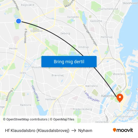 Hf Klausdalsbro (Klausdalsbrovej) to Nyhavn map
