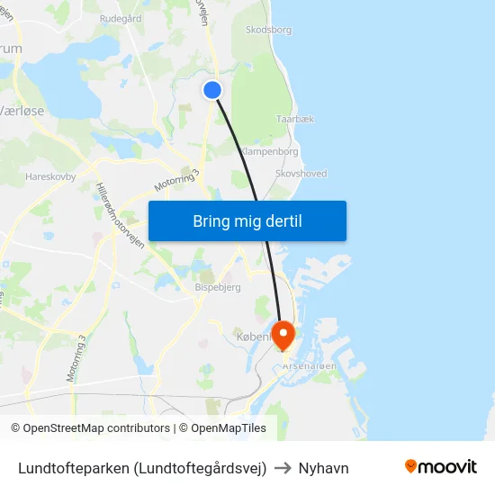Lundtofteparken (Lundtoftegårdsvej) to Nyhavn map