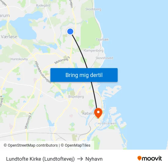 Lundtofte Kirke (Lundtoftevej) to Nyhavn map