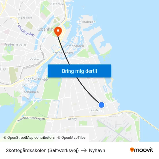 Skottegårdsskolen (Saltværksvej) to Nyhavn map