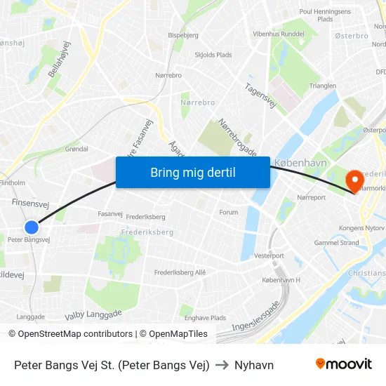 Peter Bangs Vej St. (Peter Bangs Vej) to Nyhavn map