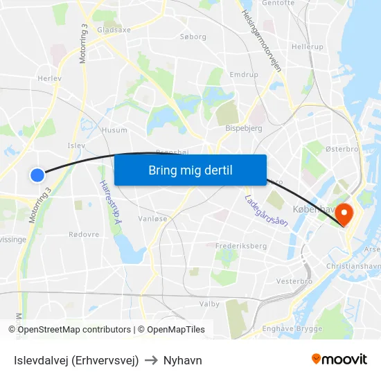 Islevdalvej (Erhvervsvej) to Nyhavn map