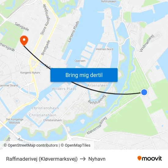 Raffinaderivej (Kløvermarksvej) to Nyhavn map