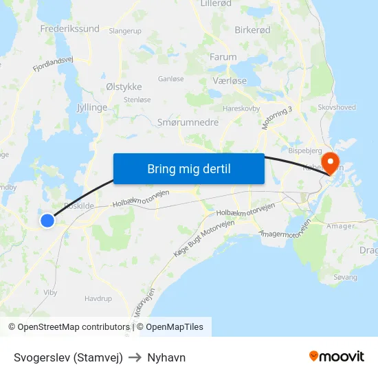 Svogerslev (Stamvej) to Nyhavn map