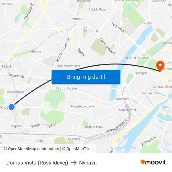 Domus Vista (Roskildevej) to Nyhavn map